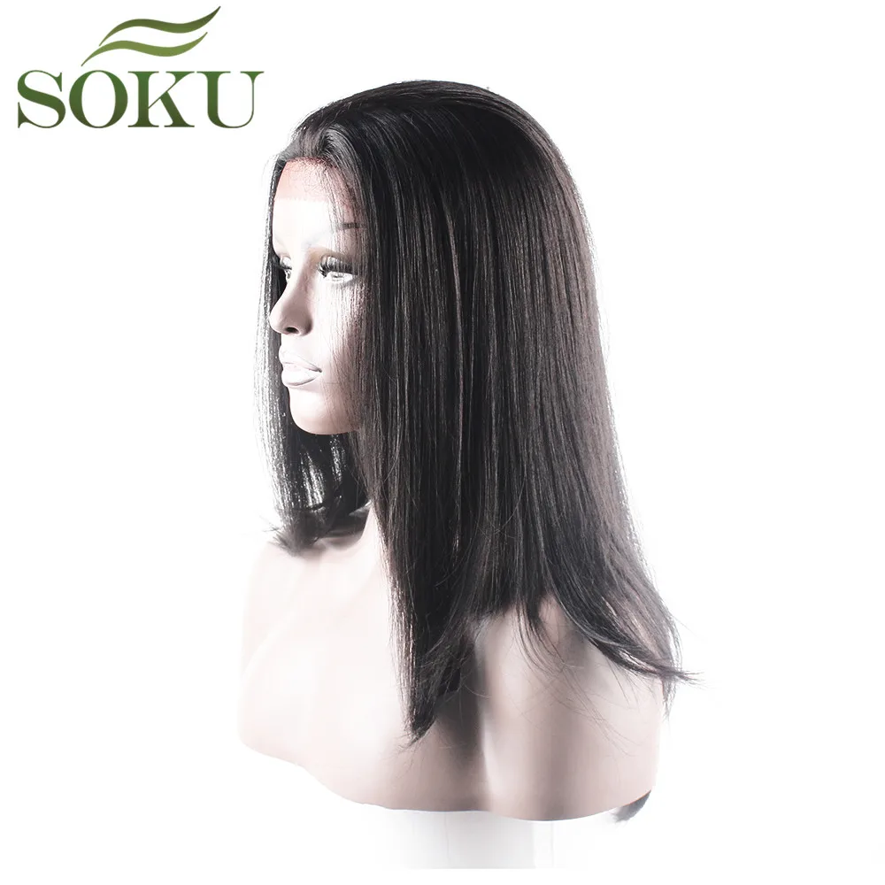 Straight Synthetic Lace Front Wigs With Baby Hair Natural Black Heat Resistant Glueless Free Part Lace Wigs For Black Women SOKU