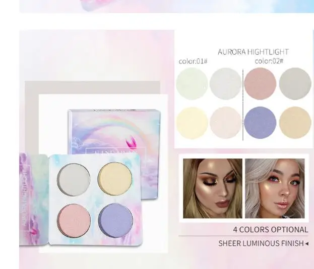 

QB20-Four-color high-definition disc eye shadow disc chameleon high-gloss powder cake makeup eye shadow disc polarized makeup