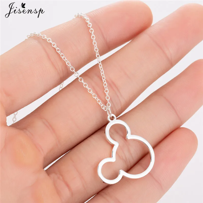 

Jisensp Cute Mickey Necklaces Minnie Pendant Necklace Women Everyday Jewelry Animal Long Chain Necklaces Kids New Year Gift