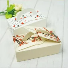Mid-Autumn Festival коробки для десертов, восточные цветочные печатные упаковочный пакет для выпечки, складная коробка с ручкой 50 шт