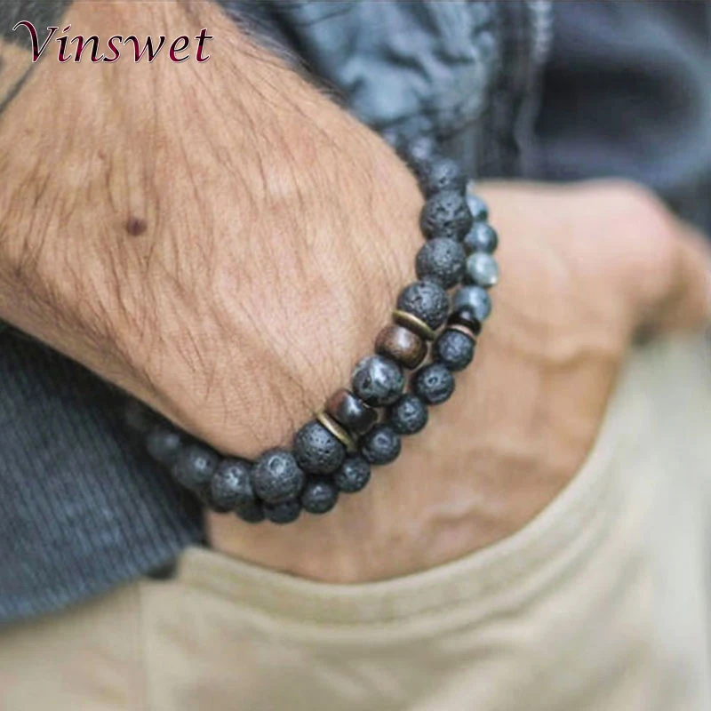 

Bracelet Men Lapis lazuli Beaded Men Bracelets homme Simple Classic Stone Bead Charm Bracelets & Bangles For Men Jewelry Gift
