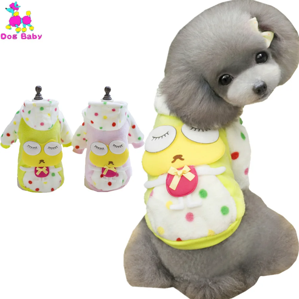 DOGBABY/теплые толстовки в горошек для домашних животных Коралловая кашемировая зимняя одежда для собак и щенков толстовки с капюшоном четыре ноги одежда для маленьких средних собак и кошек