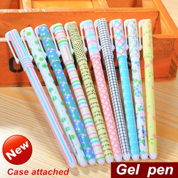 

10 pcs/set Color Gel pen Flower and Plaid design pen for writing Gift Stationery Caneta escolar gift Office school supplies 6214