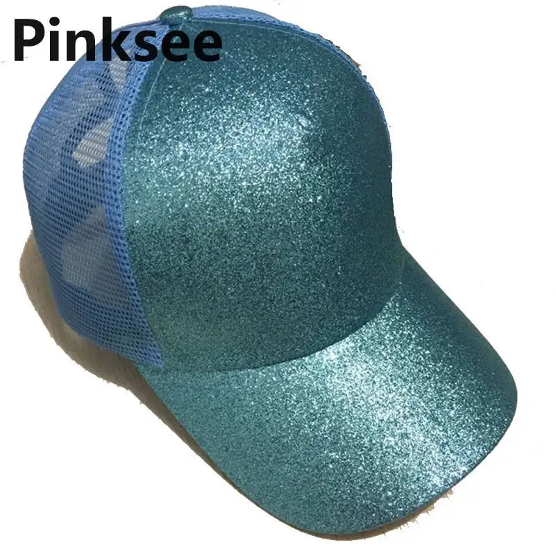A BLue Популярные бейсболки женские грязные Bun Snapback летние сетчатые Шляпы Повседневная Спортивная блестящая Кепка s Прямая Кепка для улицы - Цвет: A BLue
