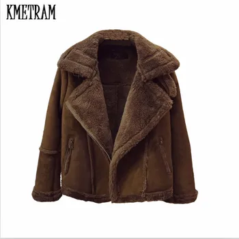 

KMETRAM 2019 Autumn and winter Elegant Lambs Wool Short Coat Slim Suede Warm Winter Jacket Women Jaqueta Feminina Inverno HH361