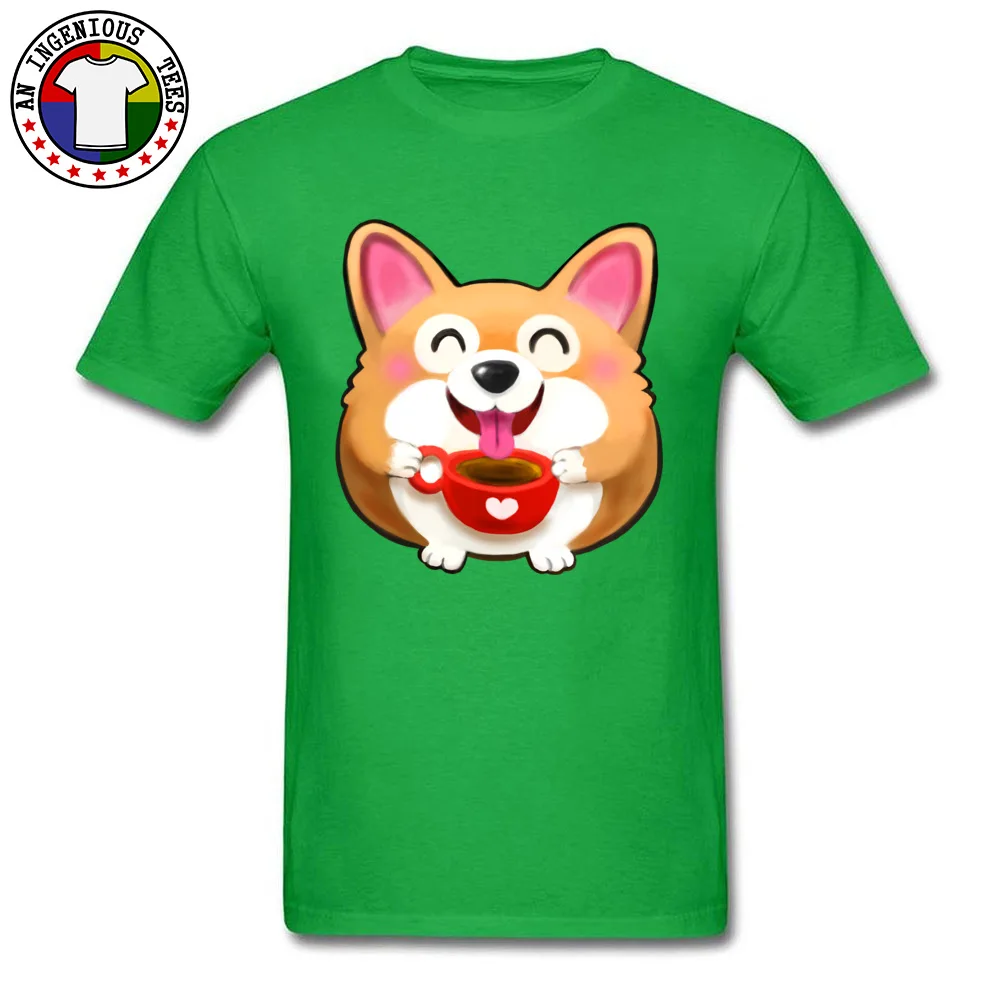 Tees Corgi Love NEW YEAR DAY Coupons Summer Short Sleeve 100% Cotton Round Collar Men T Shirt Summer Tee-Shirts Corgi Love green
