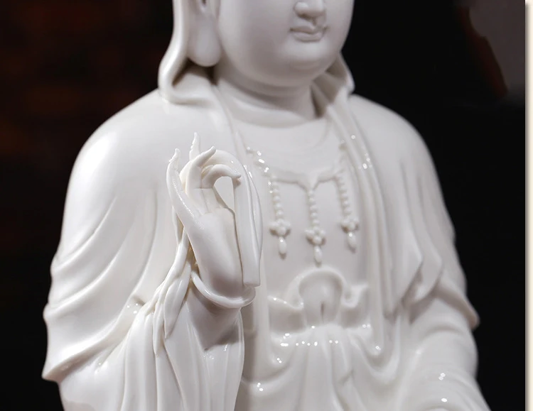 Белый Керамика Гуаньинь статуэтка Будды Статуи из Богиня Милосердия фарфор буддистская скульптура сидя на лотоса подарки
