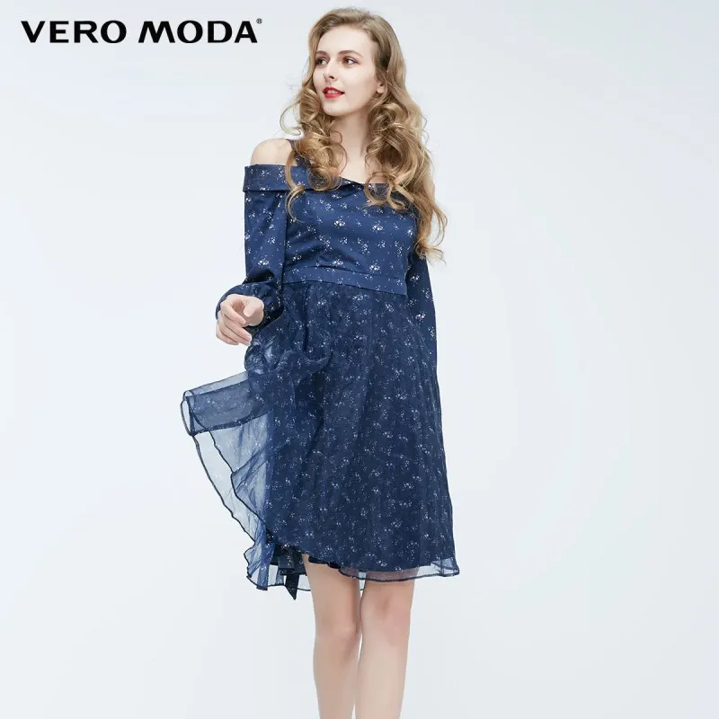 Vero Moda платье женское сшитое платье с принтом и ремнем с открытыми плечами | 31827D521