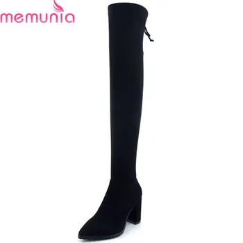 

MEMUNIA 2020 new arrival over the knee boots women pointed toe autumn boots zipper elegant long boots high heels shoes woman