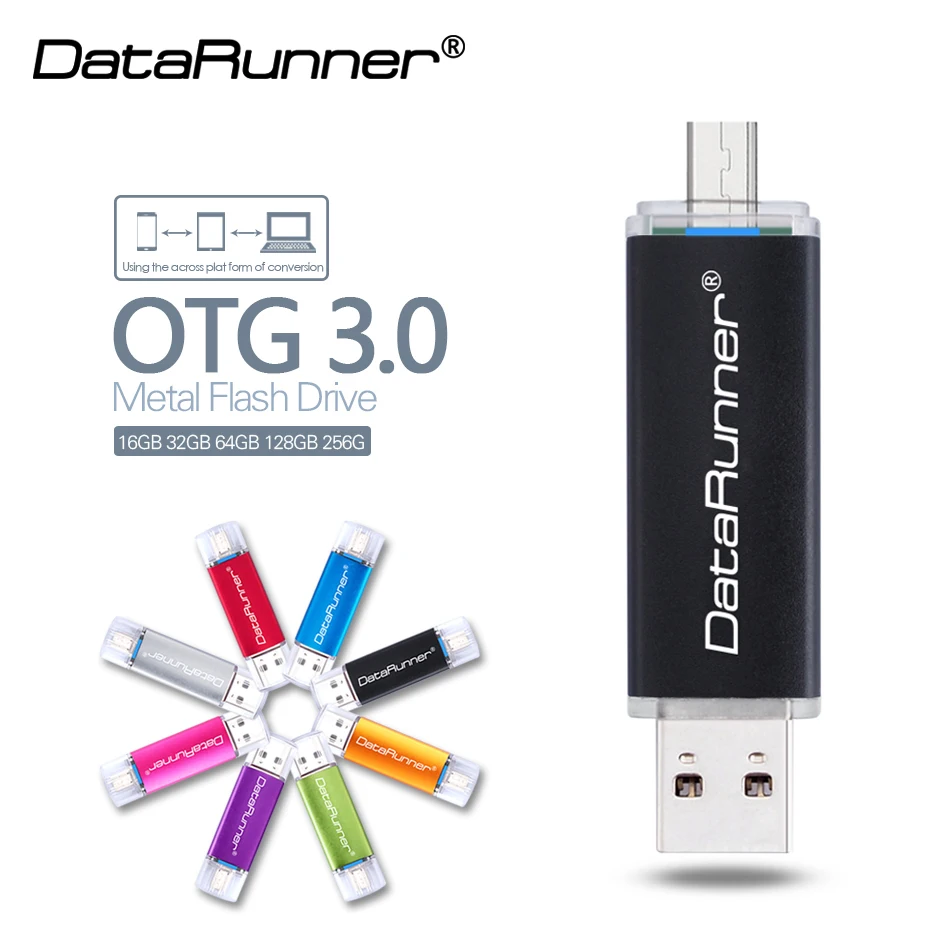 DataRunner OTG USB флэш накопитель 2 в 1 микро флешка 3 0 флеш 16 ГБ 32 64 Гб 128 256