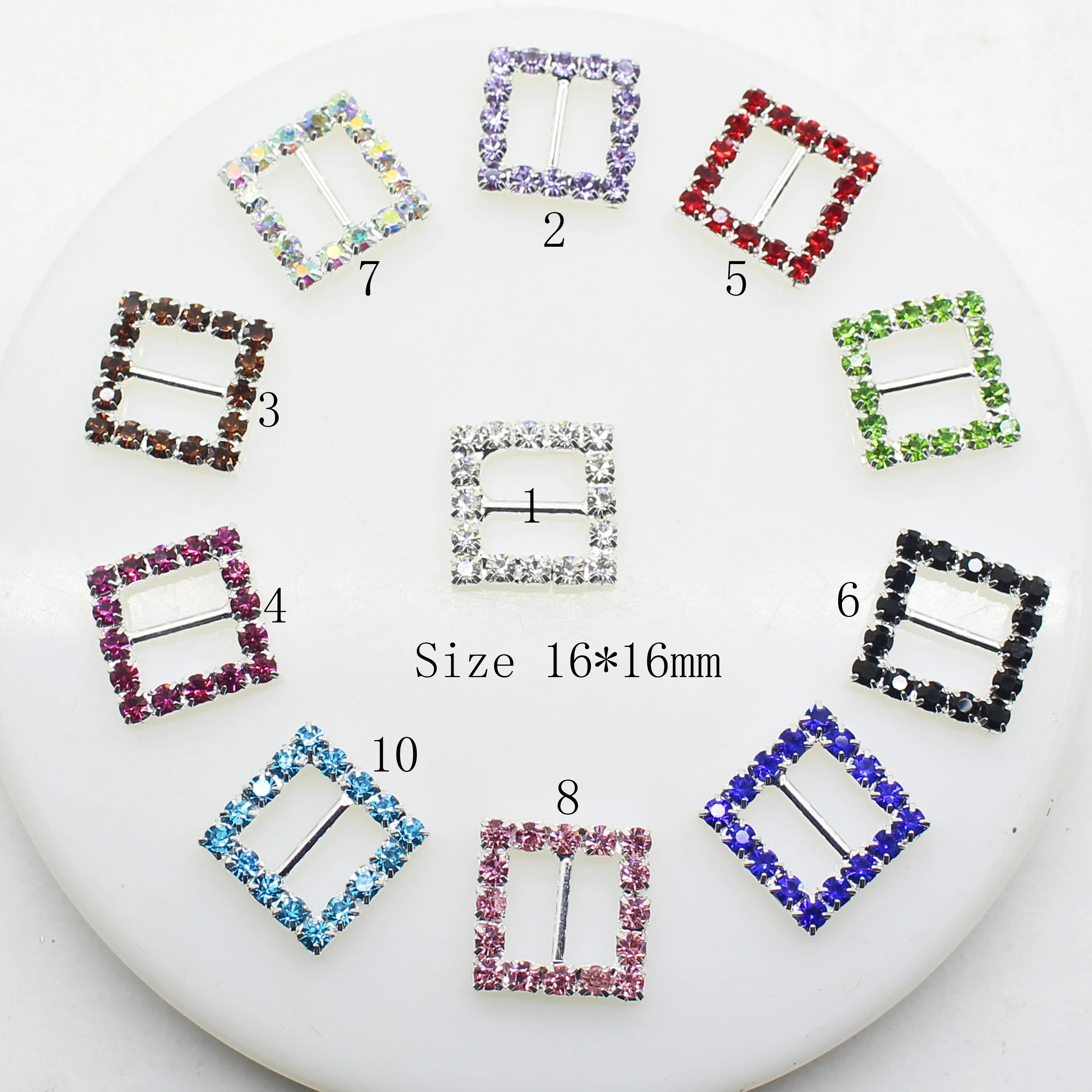 New Hot 10pcs 16mm Square Diy Jewelry Accessories Rhinestones Ribbon