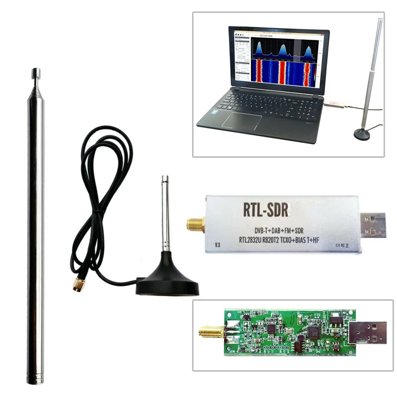 Прочный V3 RTL2832U тюнер 1PPM TCXO SMA программное обеспечение определение радио с телескопической антенной