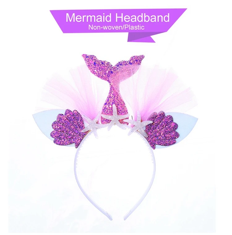 Mermaid Headband E QIFU/вечерние принадлежности «Русалочка», декор «Русалочка» для дня рождения, вечеринки, свадьбы, украшения для девочек - Цвет: Mermaid Headband E