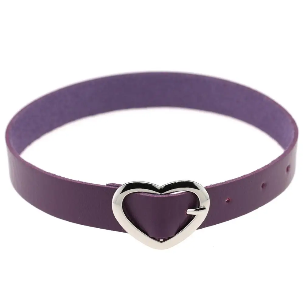 Meajoe Harajuku Дикая мода шейный браслет преувеличенный персиковый Тип любовь пряжки ремня простой чокер ожерелье воротник - Окраска металла: purple
