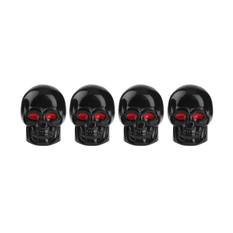 4PCS Blue Motorcycle Lunsom Skull Shape Tyre Valve Dust Caps Anti-Corrosion Stem Covers Accessories Fit Most Vehicle Bike