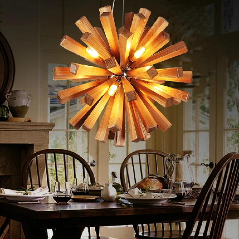 Lamparas Colgantes De Madera Hechas A Mano Para Bar Restaurante Comedor Sala De Estar Lampara Para El Hogar Accesorio De Iluminacion Novedad Light For Bar Wood Pendant Lightpendant Lights Aliexpress