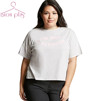 

7XL 6XL 5XL Simple Letter Print T Shirt Women 2017 Summer Plus Size Short Sleeve I'M NOT A BLOGGER Print Female T-Shirt Big Size