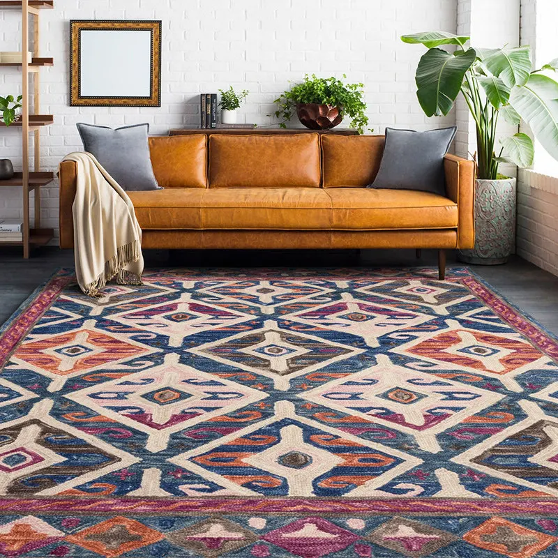 Американский ковер для спальни Ретро килим с бахромой ткачество утолщенный импортный из чистой шерсти ручной работы прикроватный ковер для гостиной