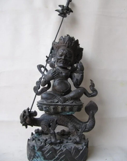 

USPS to USA S2607 Tibet Buddhism Temple Copper bronze White Jambhala God of wealth Buddha Statue (B0328)