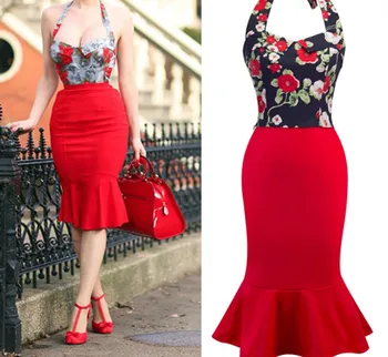 

New Womens Elegant Wedding Party Sexy Night Club Halter Sleeveless Mermaid Bodycon Print Dress Summer Beach 2 Pieces Vestidos