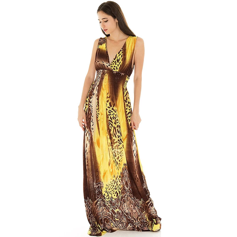 Женское летнее платье макси с V образным вырезом без рукавов|long maxi|maxi dresssummer beach dress