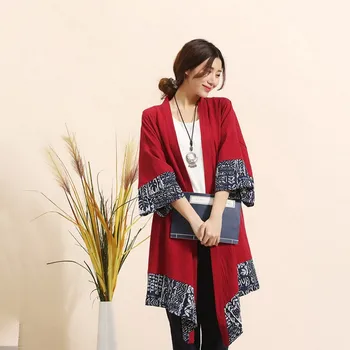 

Spring Autumn patchwork dust coat pure linen trench coat Windbreaker Cloaks Fashion Casual Outwear