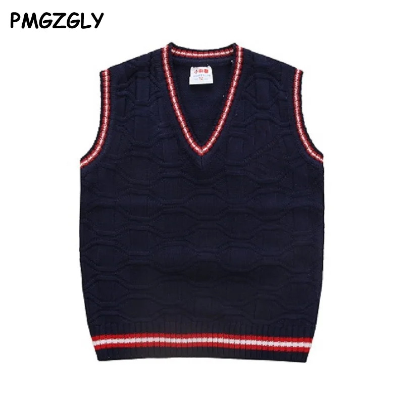 

4-10T New 2019 Spring Autumn 100% Cotton Baby Cardigan Boy's V-neck Sweater Vest Kids Waistcoat Vest Girls Boys Sweaters