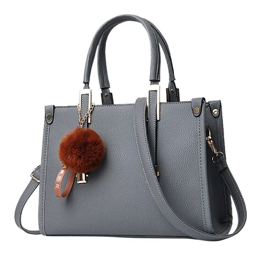 

2019 Women Hairball Ornaments Tote Solid Sequins Handbag Purse ladies Messenger cross body Shoulder Bag bolsos mujer y0110