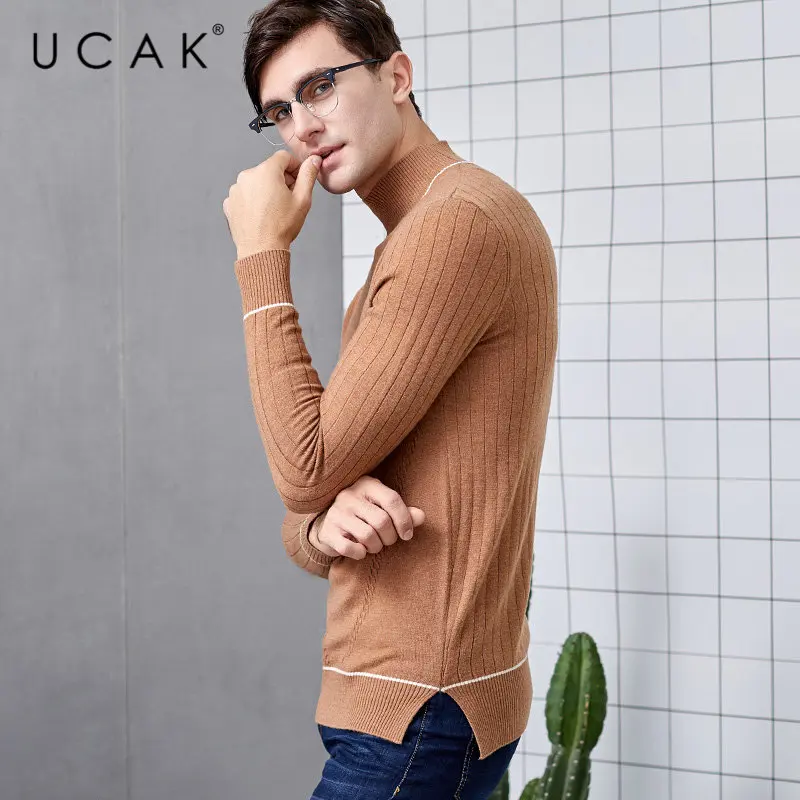#^Special Price UCAK Brand Sweater Men Clothes 2019 Autumn Winter Merino Wool Sweaters Cashmere Pullover Men Fashion Turtleneck Pull Homme U3022