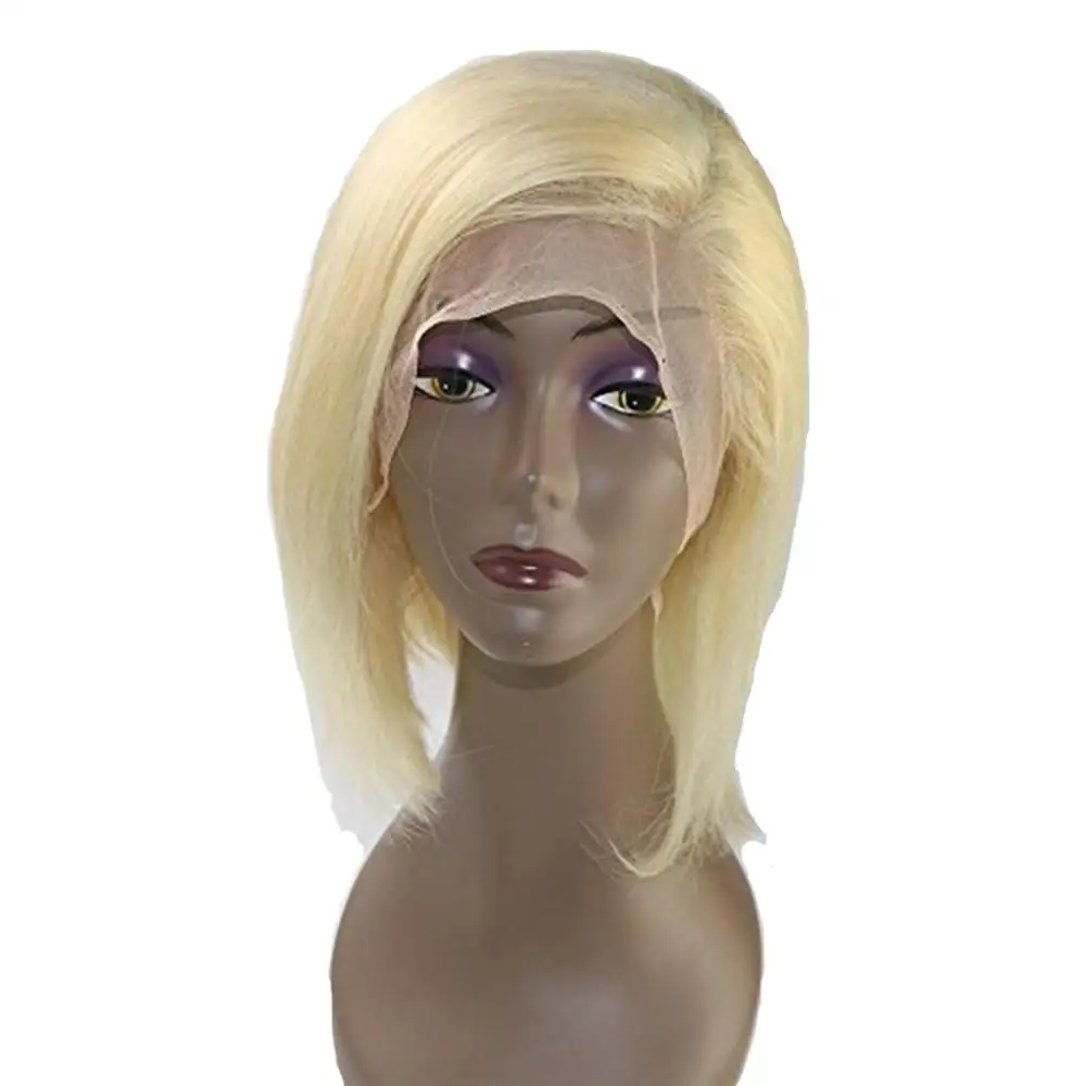 613 светлые парики из натуральных волос на кружеве, предварительно сорванные боковые части, прямой гладкий блонд Боб, парик для женщин