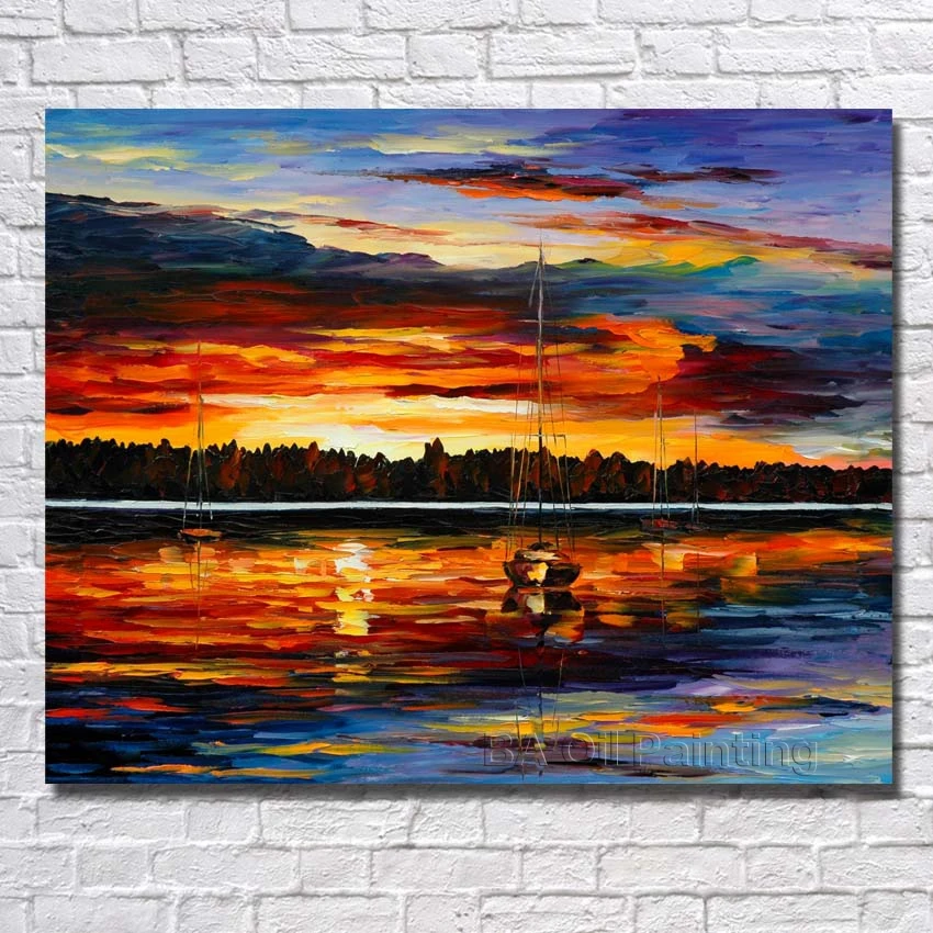 

Frameless Oil Painting Modern Abstract Sealandscape Paintings Home Decoration Wall Art Painting on Canvas No Framed