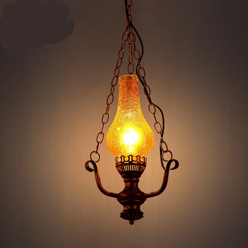 

American Pendant Lights village retro iron single head simple aisle lamp positive table lamp bar lamp teahouse lamp LU721192