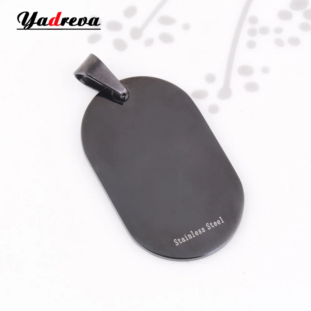 

316L Black Stainless Steel Tag Pendant Necklace Free 50cm Chain High Polishing 039WWF0