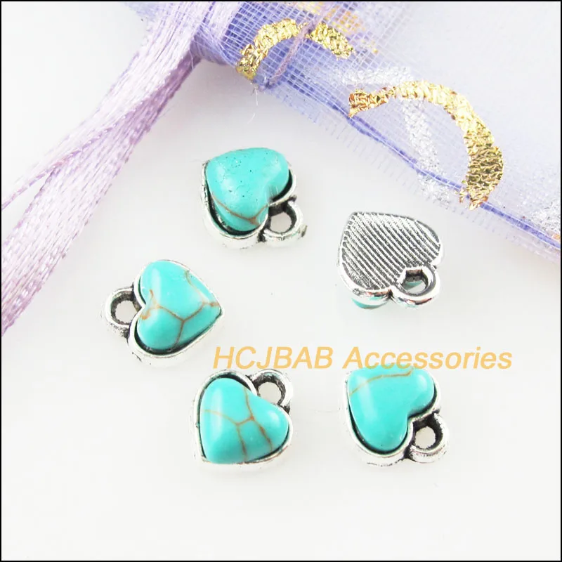25 новые крошечные сердце подвески из камня тибетского серебра Ретро 7x8mm|Шармы| |