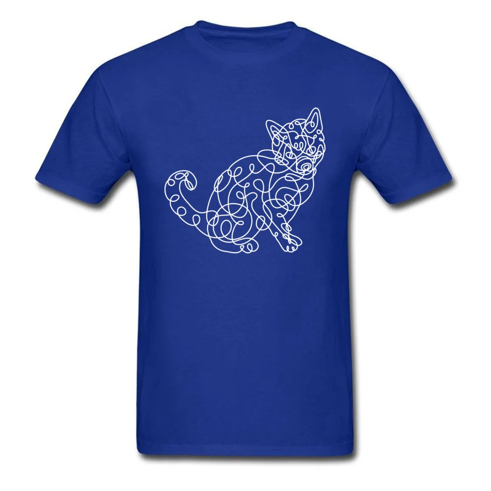  3D Printed Tops Tees High Quality Short Sleeve Man T-shirts TpicOriginaltitle Funny Father Day Tops & Tees Round Neck Cat spontaneous line style blue