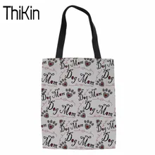 THIKIN Женская Повседневная многоразовая сумка для покупок Летняя Пляжная Сумочка собака кость принт лапа холст сумки на плечо для спасенная собака
