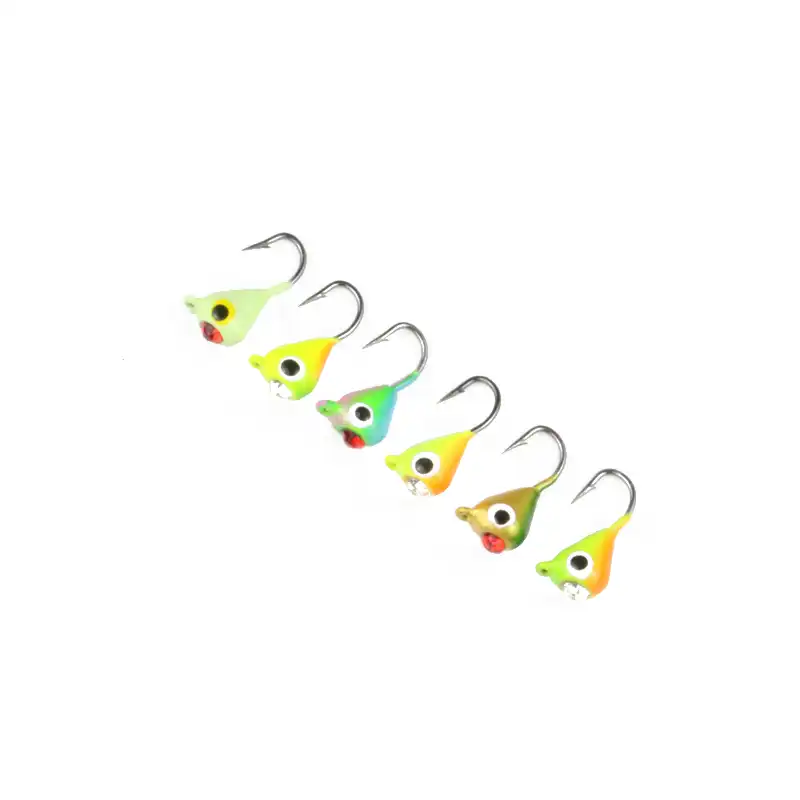 6Pcs Winter Ice Fishing Hook Lure 1.5cm 1.1g Diamond Lead Head Hook Bait Fish Jigs Jigging Fishing Tackle