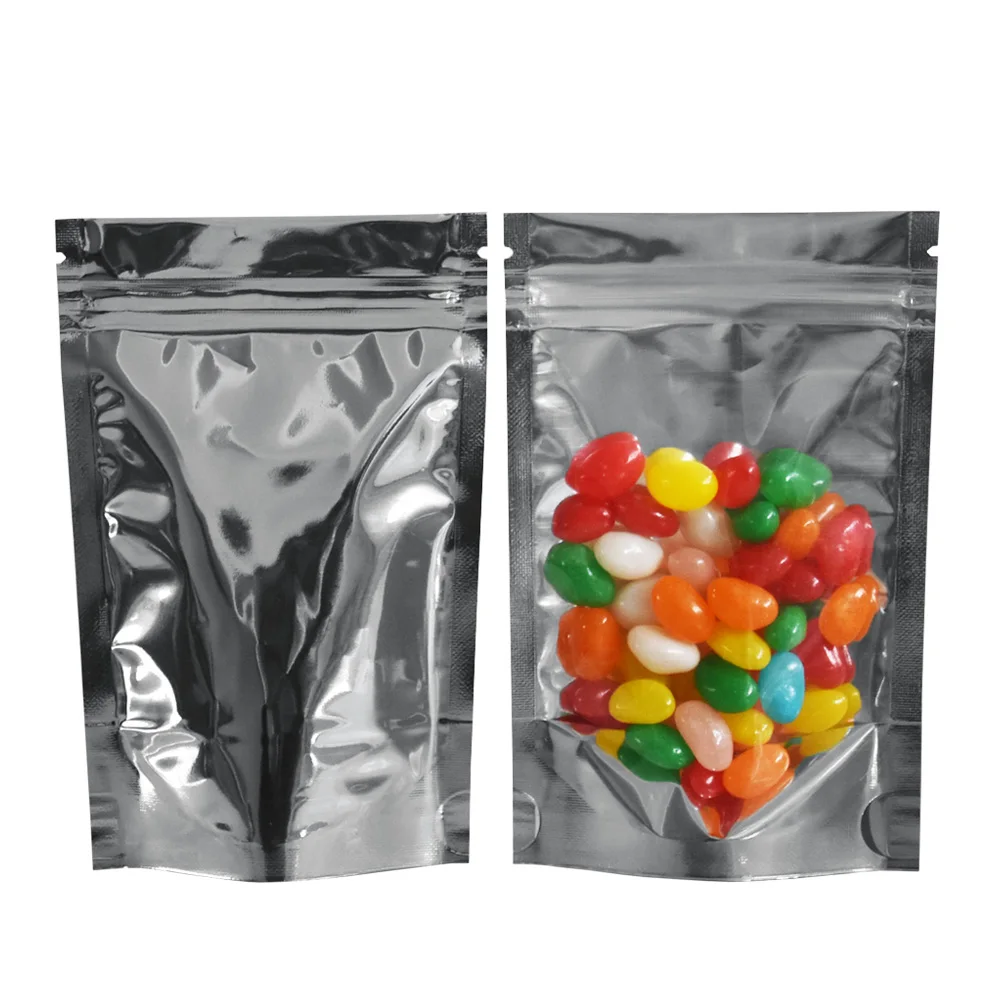 

12*20cm Stand Up Aluminum Foil Package Bag Clear Zip Lock Mylar Plastic Packaging Pouches Nut Coffee Candy Storage Zipper Bags