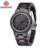 SIHAIXIN Vintage Ebony Wood Watch Men with Black Sandalwood Band Quartz Analog Japan Movement Wooden Wristwatch Unisex 2018