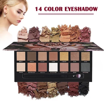 

14 Color Eye Shadow Makeup Palette Waterproof Nude Color Natural Flash Matte Pearly Makeup Shining Eye Shadow Palette Tray KG66