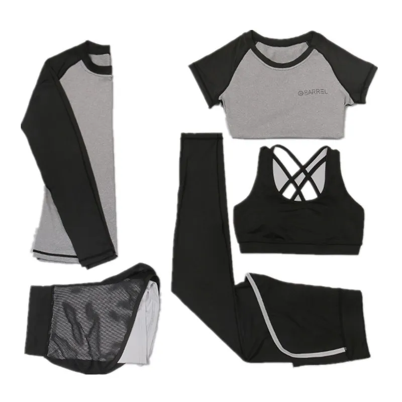 

5-piece yoga set gym high-elastic breathable quick-drying yoga clothes quick-drying fitness running sports suit