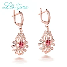 I& Zuan Ювелирное Украшение с мелкими бриллиантами Клипсы из стерлингового серебра 925 пробы для женщин натуральный турмалин розовый камень розовое золото вечерние аксессуары