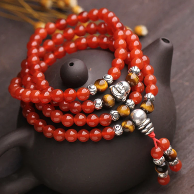Wholesale Red Crystal Bracelets 108 Buddha Beads With laughing Buddha