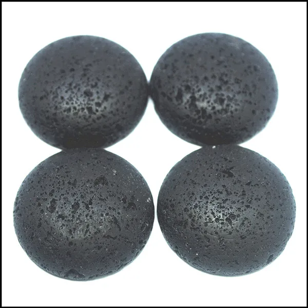 

10pcs nature black lava stone cabochons volcano beads cabs no hole size 30mm round shape for charms pendants making parts