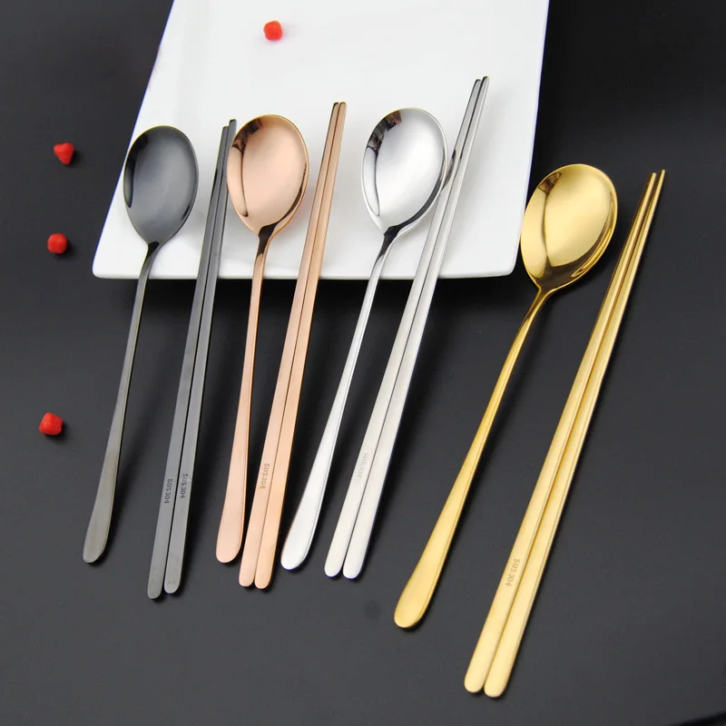 2pcs/set Solid Food grade 304 Stainless Steel Korean style Dinner