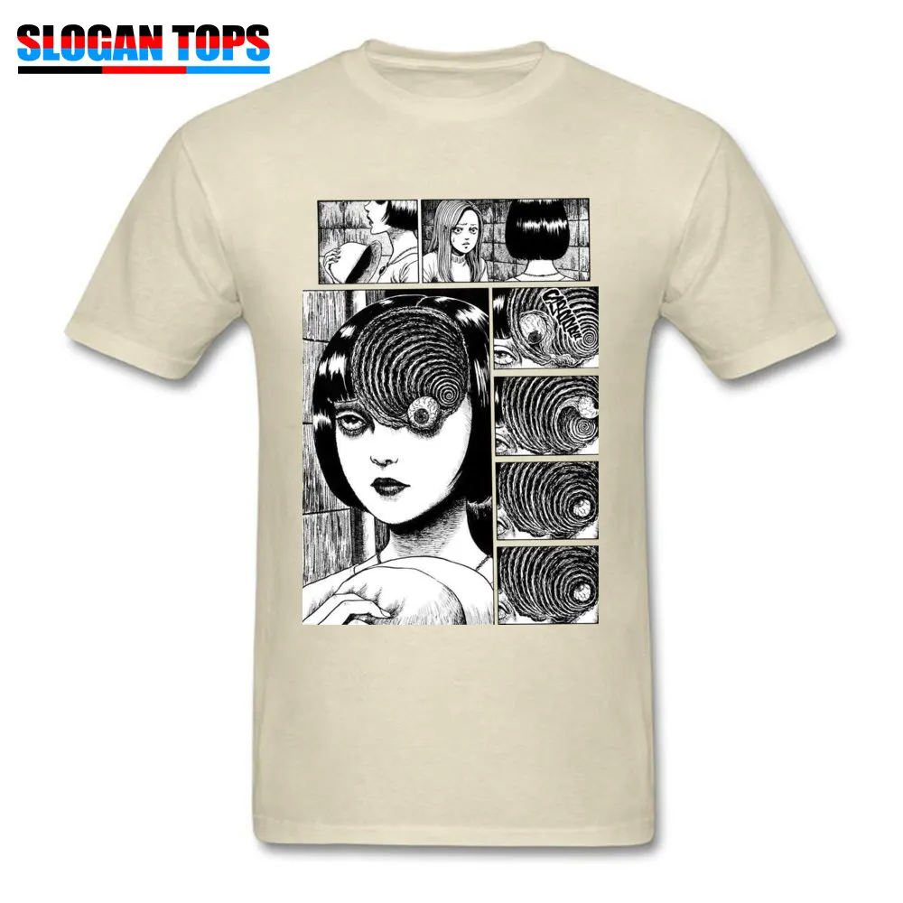 Normal T Shirts Company Crew Neck junji-ito Pure Cotton Youth Tops T Shirt Casual Short Sleeve Tops & Tees Wholesale junji-ito beige
