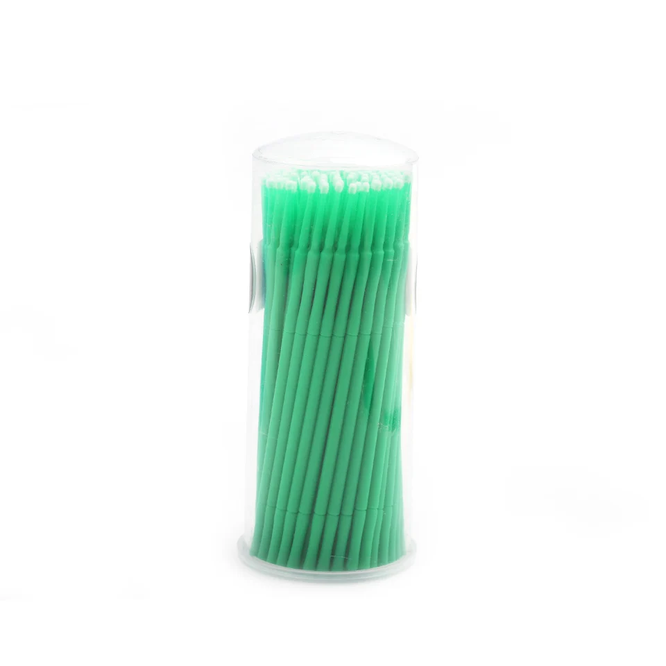 100 шт./лот, микро прочные одноразовые аппликаторы для наращивания ресниц, кисть для туши, индивидуальные ресницы для женщин, инструмент для макияжа - Handle Color: 100 Green in Bottle