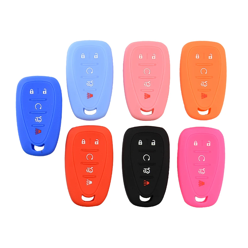 

Colorful Silicone 5 Buttons Soft Skin Rubber Car Key Cover Case For Chevrolet Cruze 2016 Malibu XL Camaro Smart Card Key Shell