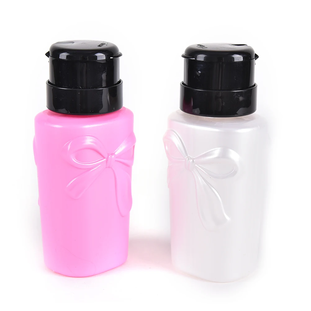 

Nail Pressure Bottle Plastic Bow-knot Press Polish Remover Dispenser Cleaner Refillable Manicure 230ml