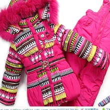 DT0156 зимний комплект одежды для детей лыжный костюм для маленьких девочек спортивная одежда для спортивных детей теплые пальто одежда меховая куртка+ комбинезон+ жилет